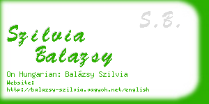 szilvia balazsy business card
